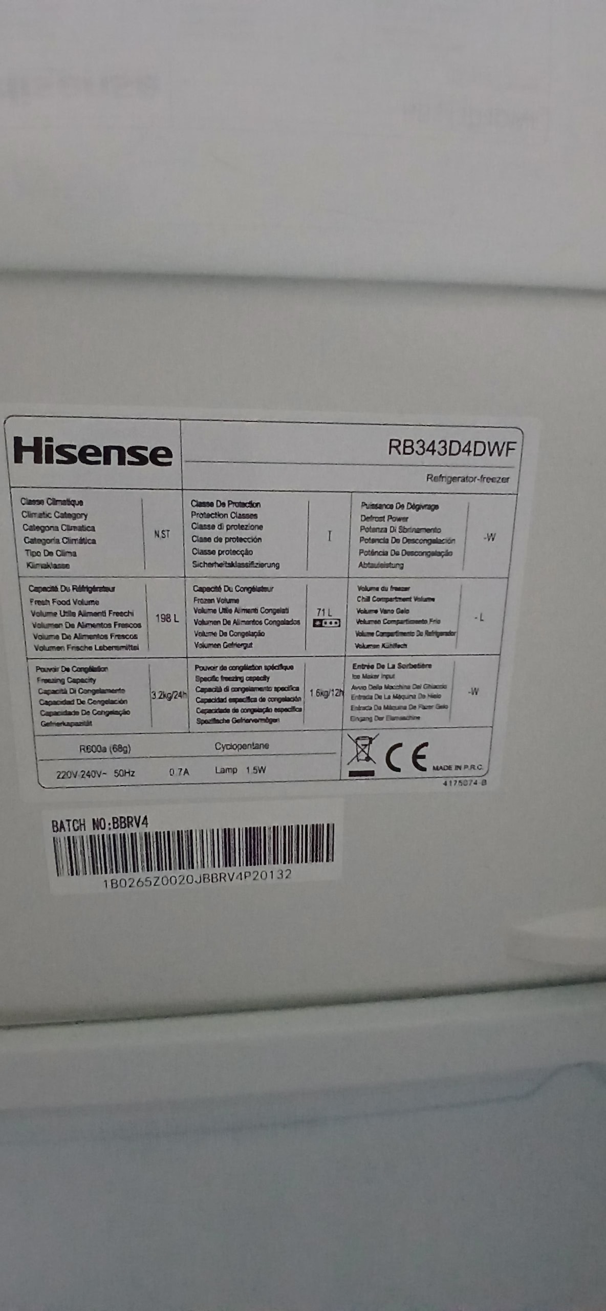 Холодильник HISENSE RB343D4DWF
