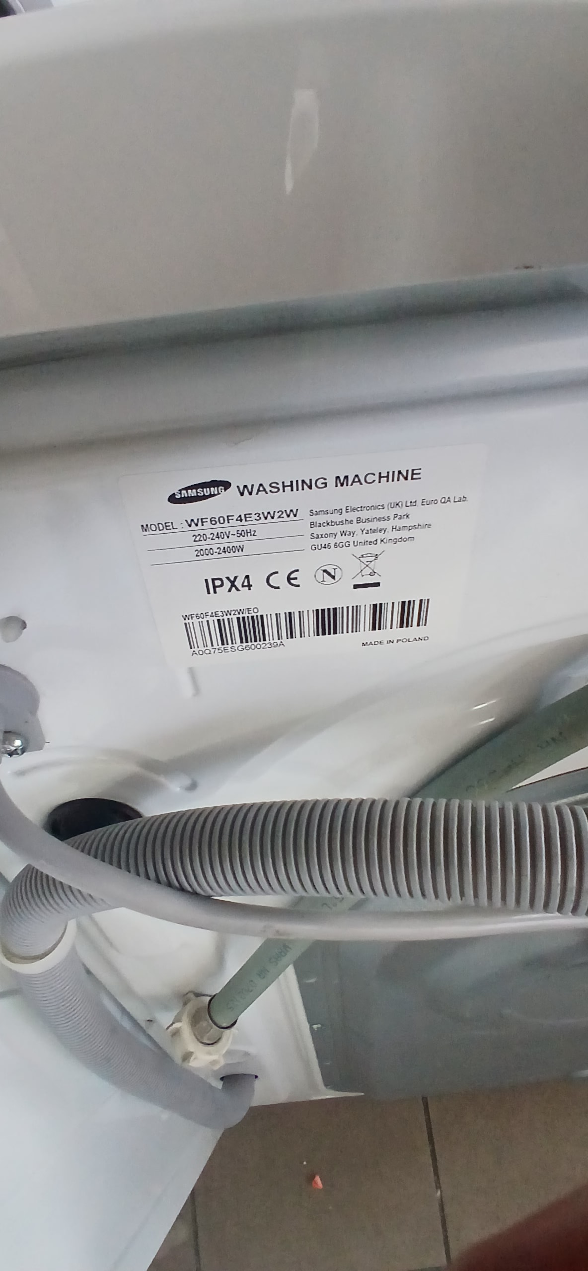 Пральна машина Samsung WF60F4E5W2W