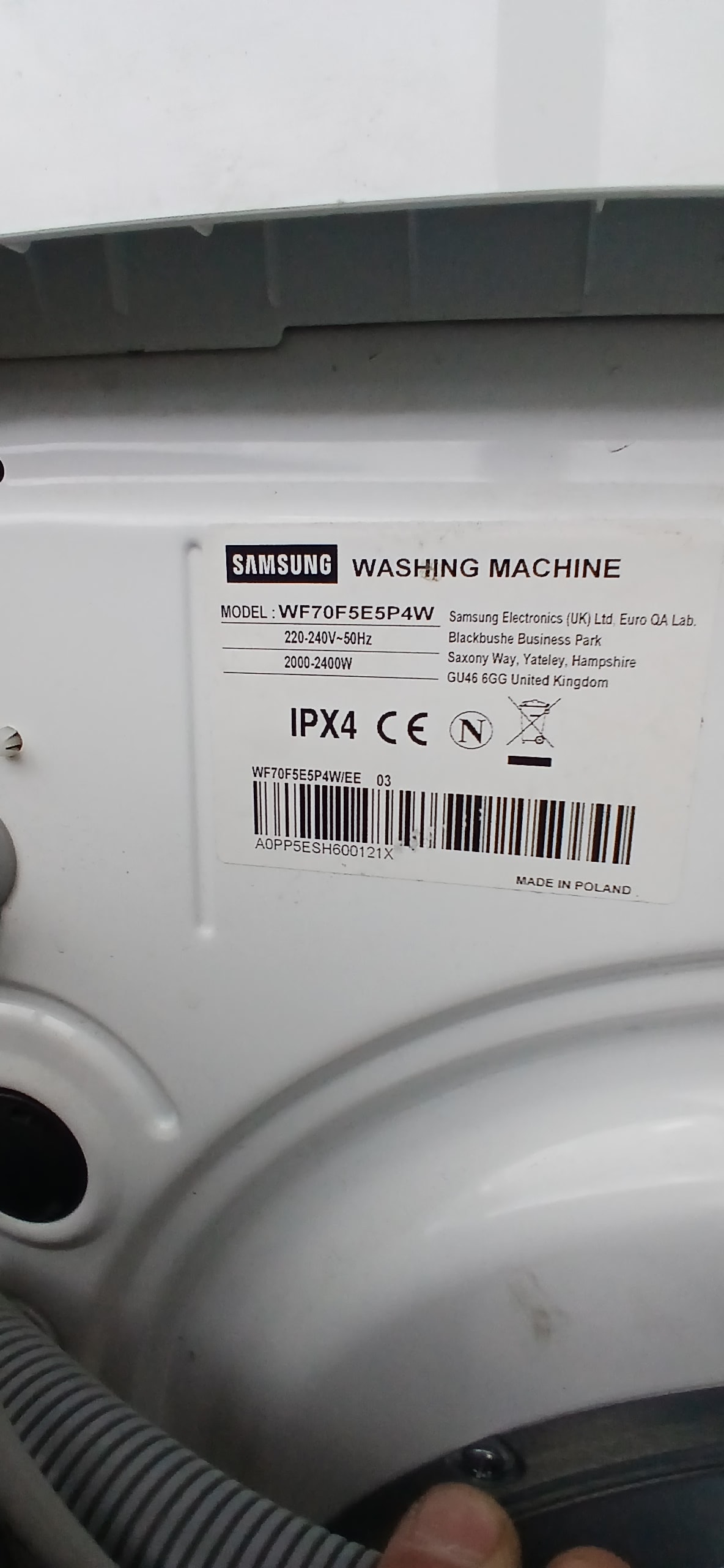 Пральна машина Samsung WF60F4E5W2W