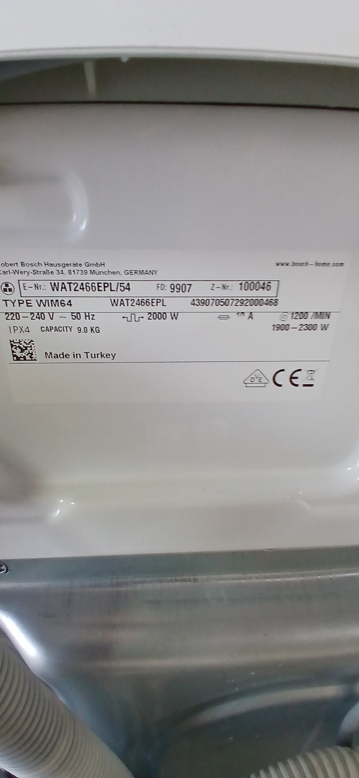 Пральна машина Bosch WAT2466EPL