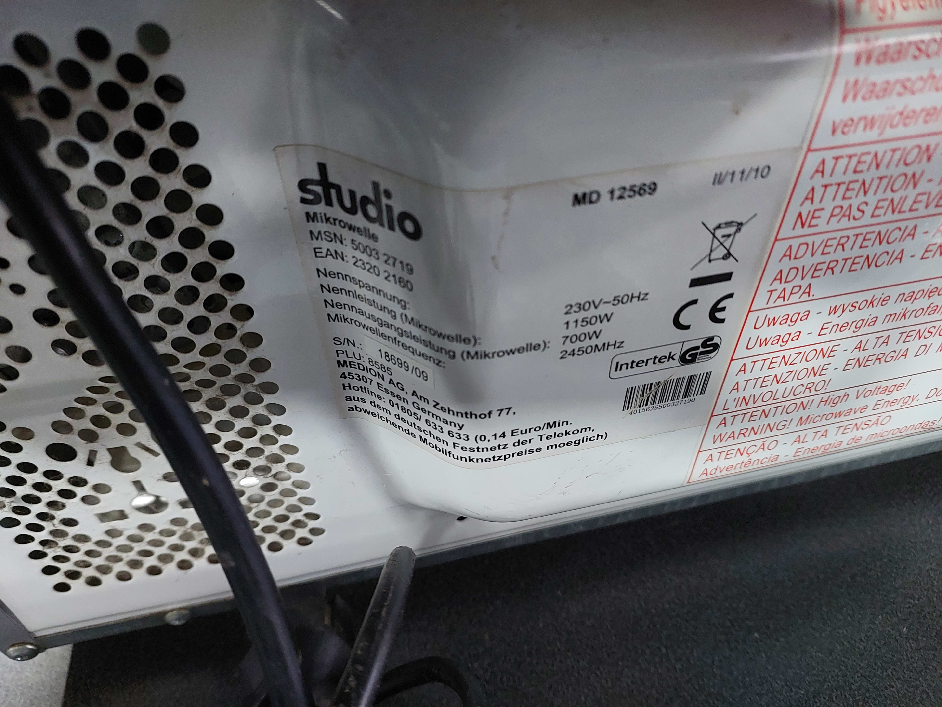 Мікрохвильова піч Studio MD 12569 — Studio, б/у, Львів