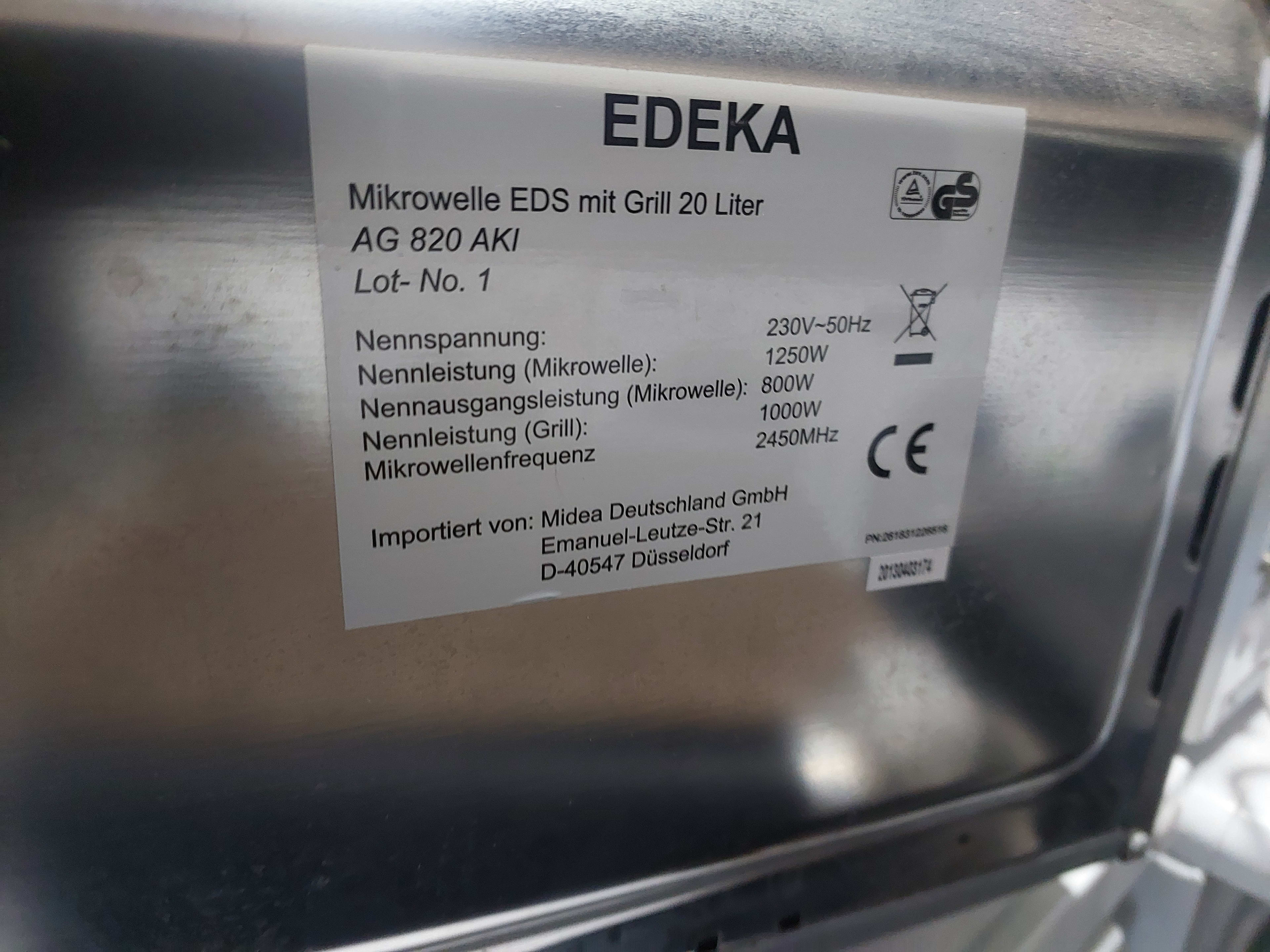 Мікрохвильова піч Edeka AG 820 AKI — Edeka, б/у, Львів