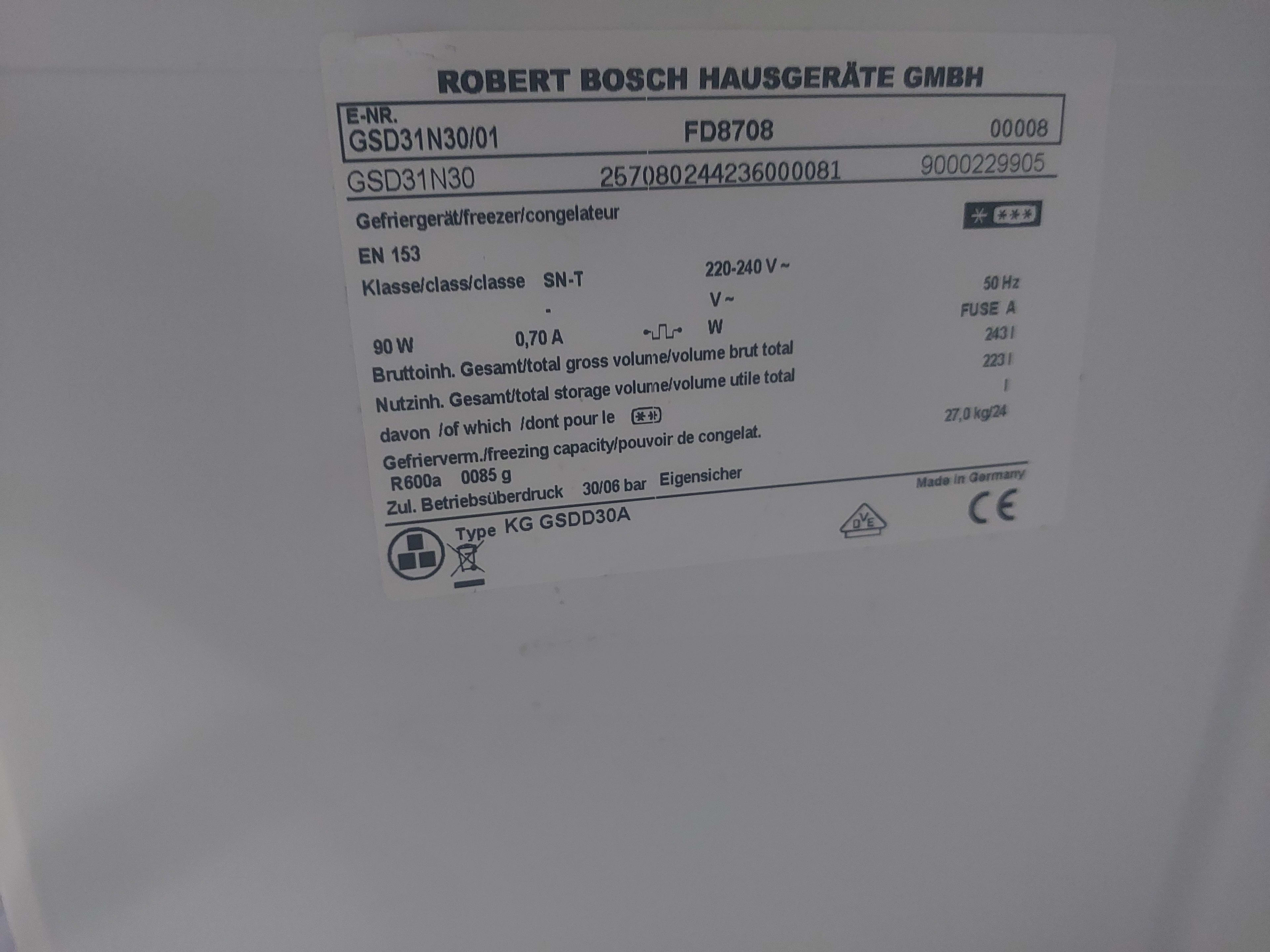 Морозильна камера Bosh FD8708 — Bosh, б/у, Львів
