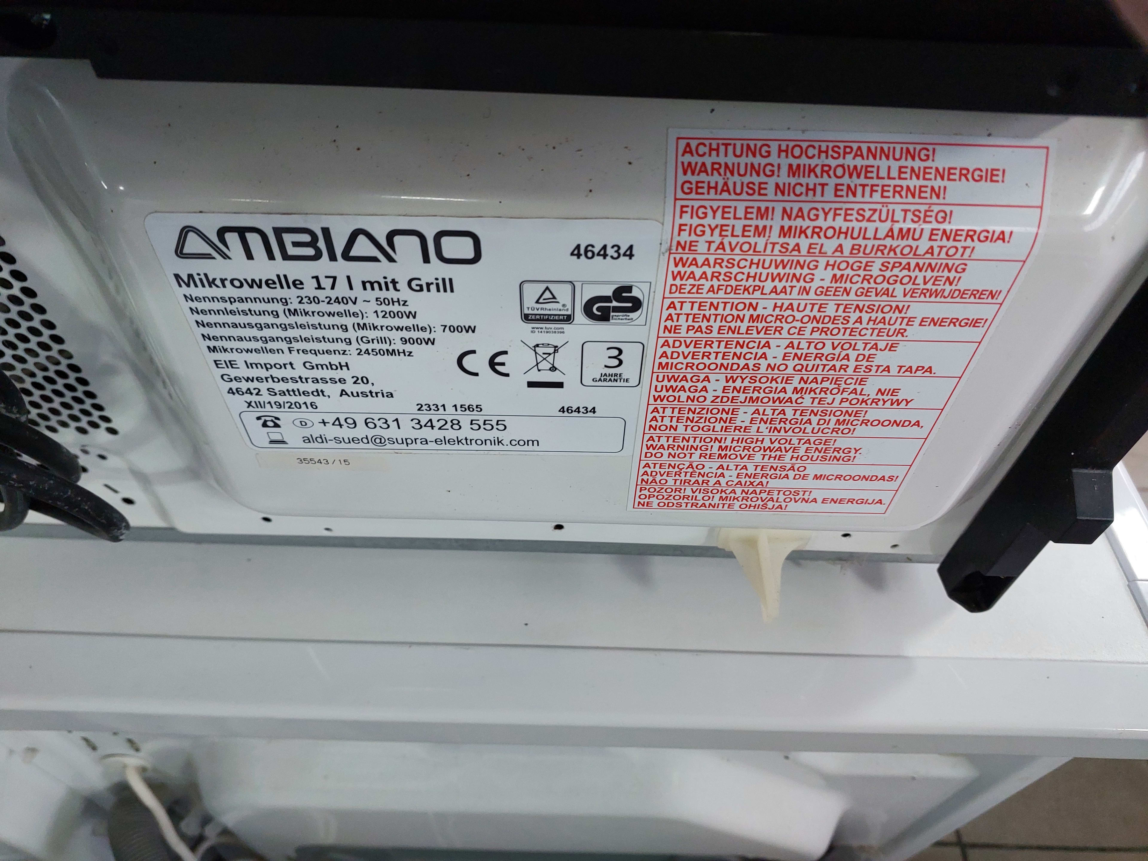 Мікрохвильова піч AMBIANO 46434 — AMBIANO, б/у, Львів