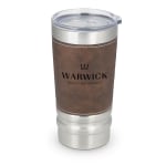KM-83 Sophisticate - Laserable Leatherette Wrap Tumbler BROWN