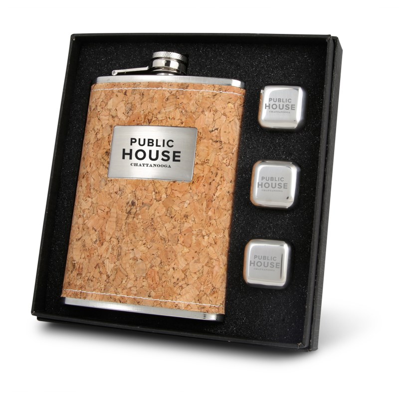 GT-48 Flask & Whiskey Cube Leatherette Set CORK