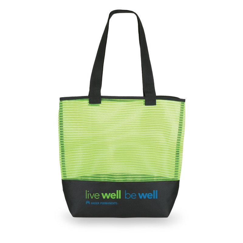 1234 Stripe - Mesh Weave Tote Bag LIME