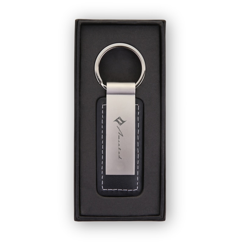 GT-11T BLACK Leatherette & Metal Keychain in Giftbox