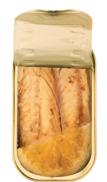 mackerel fillets in olive oil with lemon open