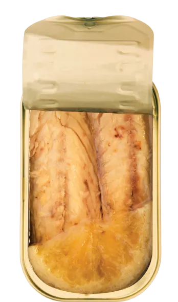 mackerel fillets in olive oil with lemon open