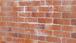 Image of how masonry creme looks on brick after 5 minutes