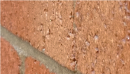 Image of how masonry creme looks on brick after 20 minutes