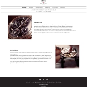 Page d’accueil du site Pro-Watch mettant en avant le service horloger et son univers visuel