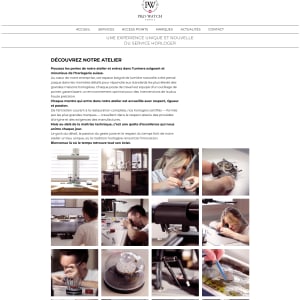 Page article du site Pro-Watch présentant un texte éditorial et une galerie photo de l’atelier horloger