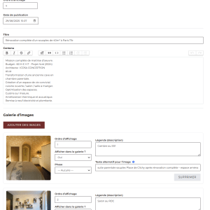 Capture d’écran de l’interface d’édition d’un projet sur le site ICOSA.