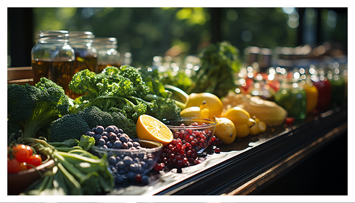 Design Display fresh vegetables and fruits