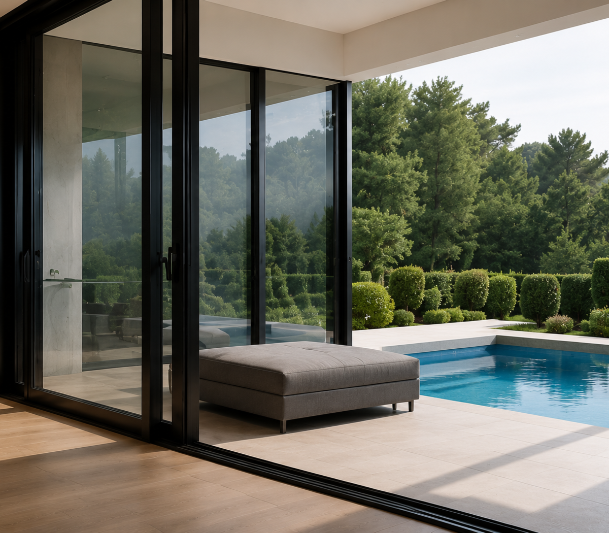Floor-to-ceiling glazing & pivot entry