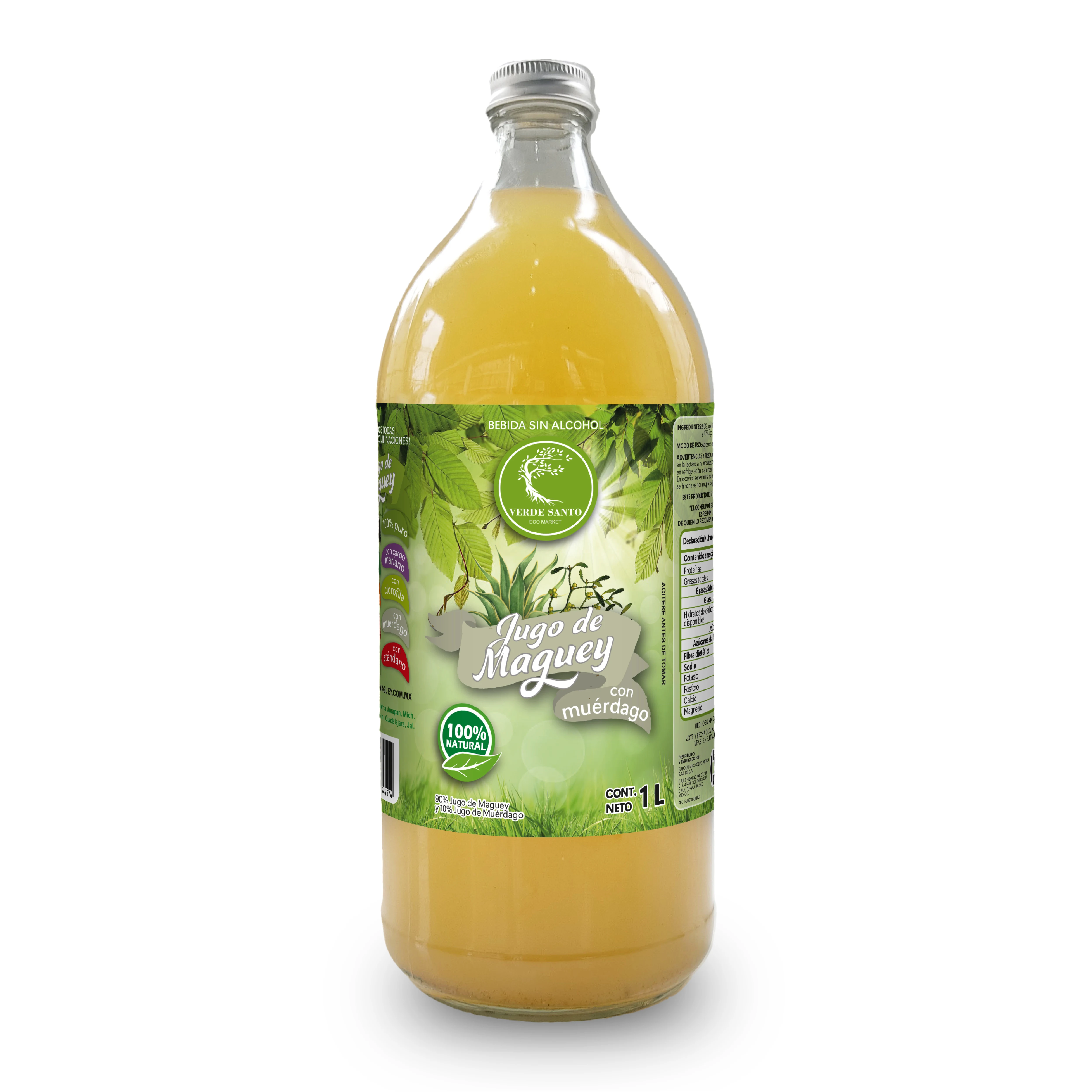 Jugo de Maguey con Muérdago 1L | Apoyo Natural a la Presión y Circulación | Verde Santo