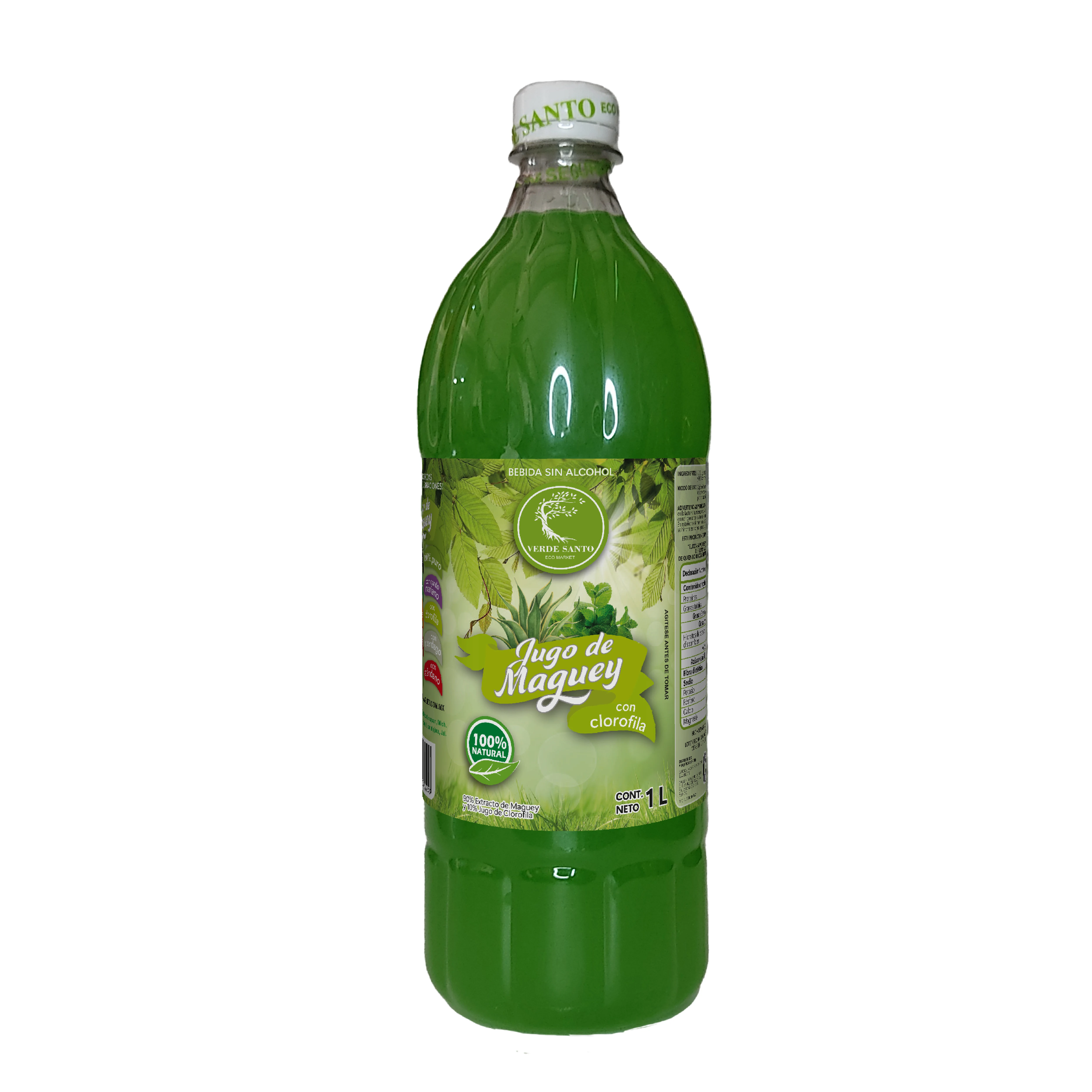 Jugo de Maguey con Clorofila Verde Santo | 1L | Natural | Sin Azúcar | Sin Alcohol | Hecho en México