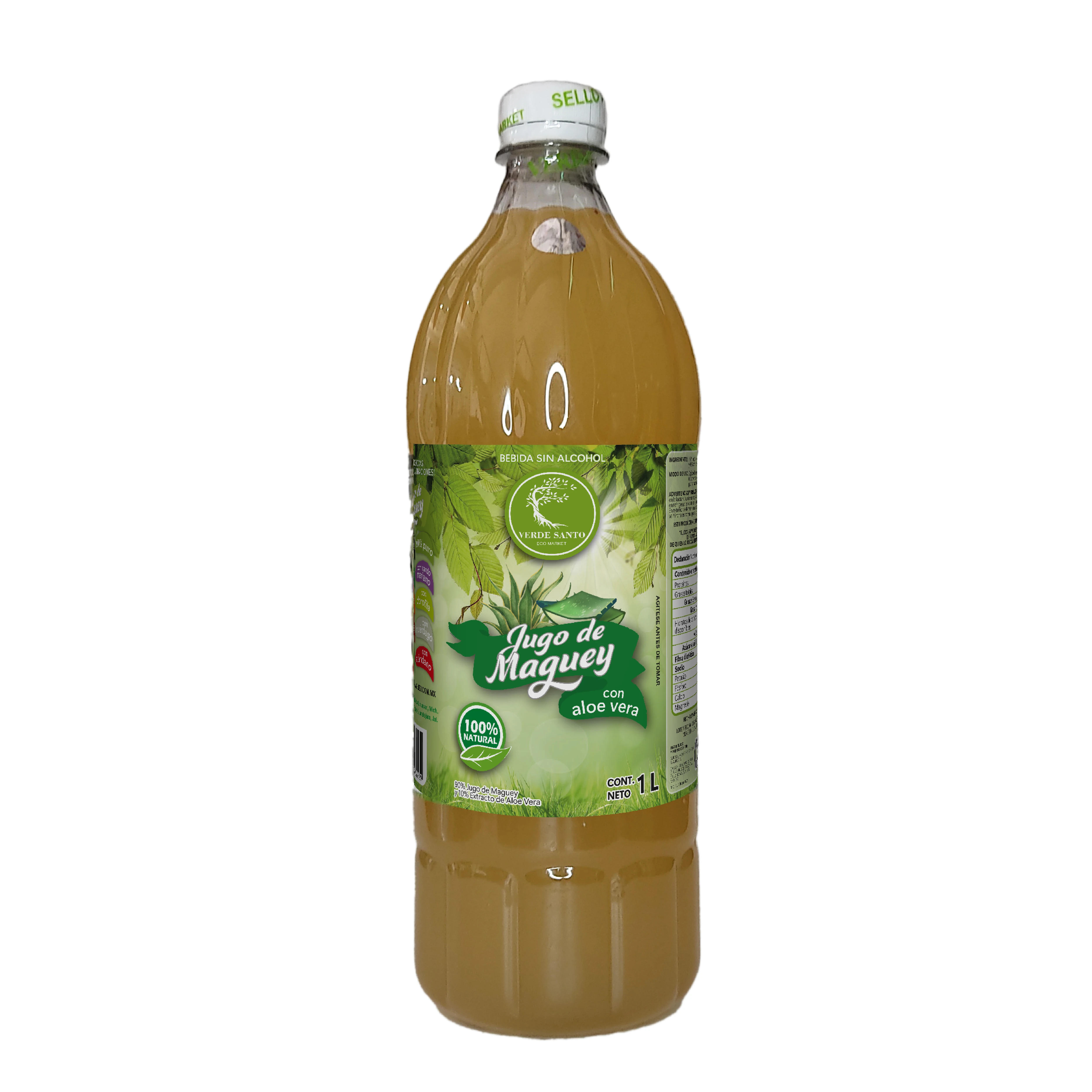 Jugo de Maguey con Aloe Vera Verde Santo | 1L | Natural | Sin Azúcar | Sin Alcohol | Hecho en México