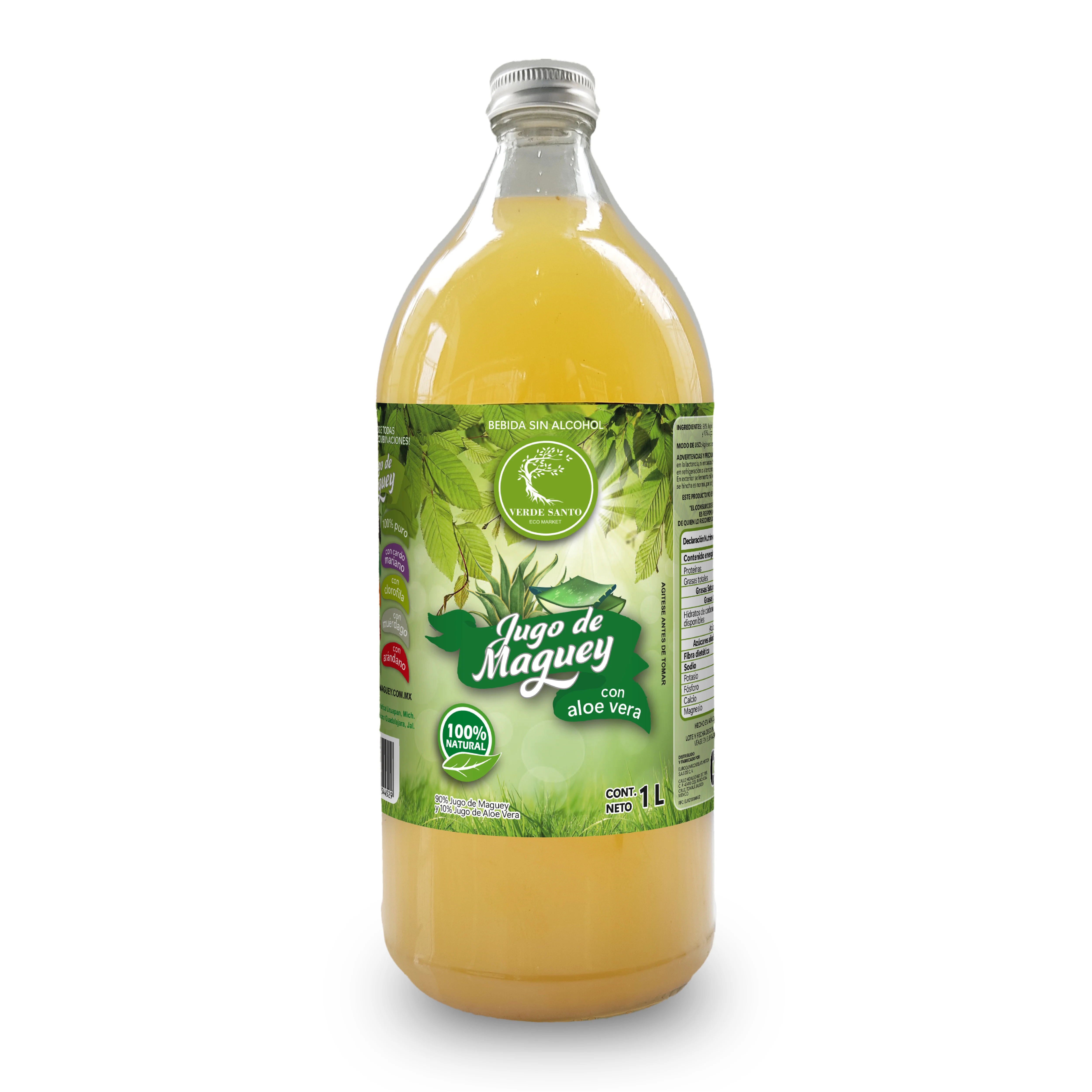 Jugo de Maguey con Aloe Vera 1L | Digestivo y Refrescante Natural | Verde Santo