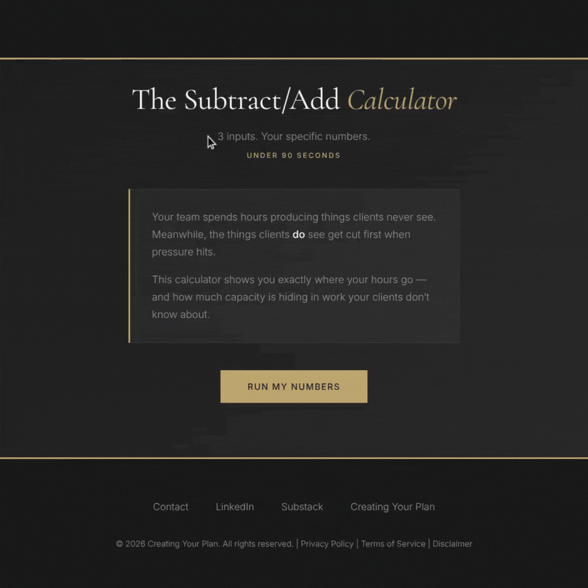 Calculator demo showing invisible work ratio