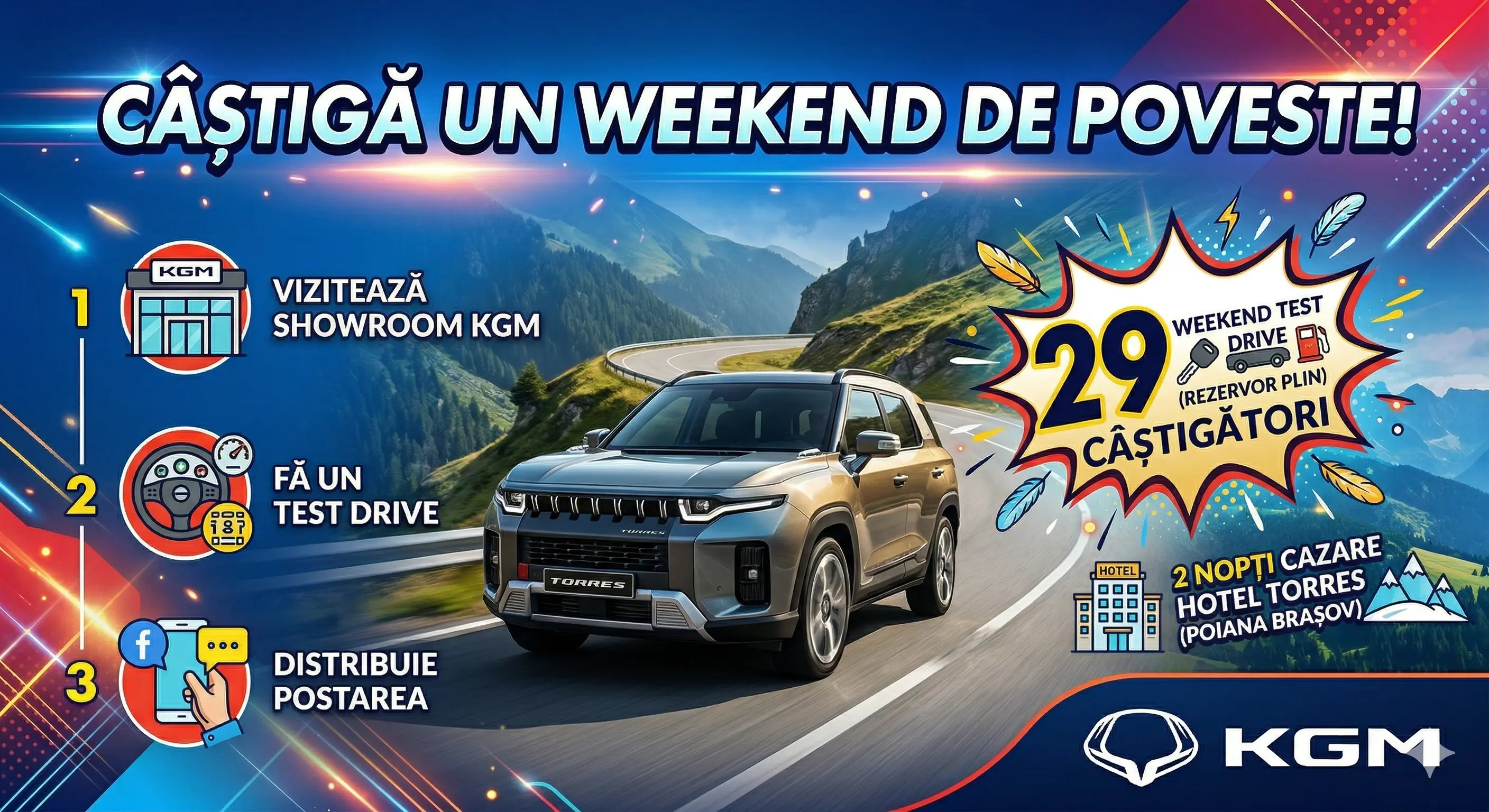 Câștigători 🚗 Pleacă în weekend cu noul KGM Torres în Poia... - Rezultate | Concursier