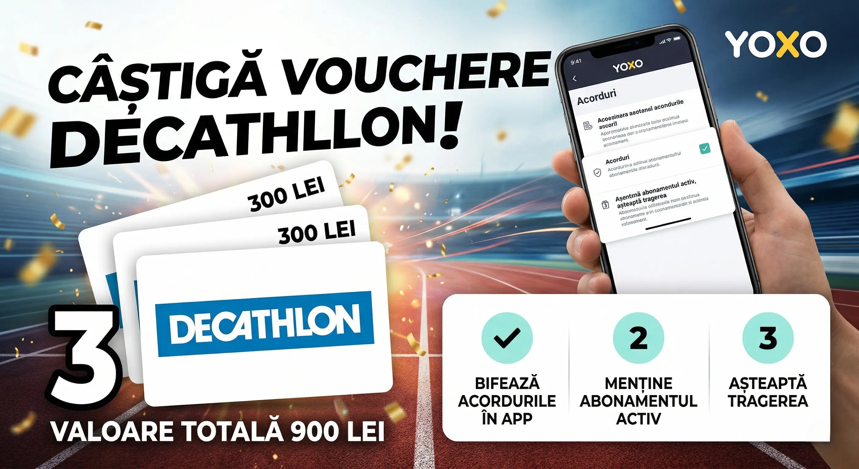 📱 Câștigă un voucher Decathlon de 300 lei cu YOXO! ✨ - Concurs Gratuit | Concursier