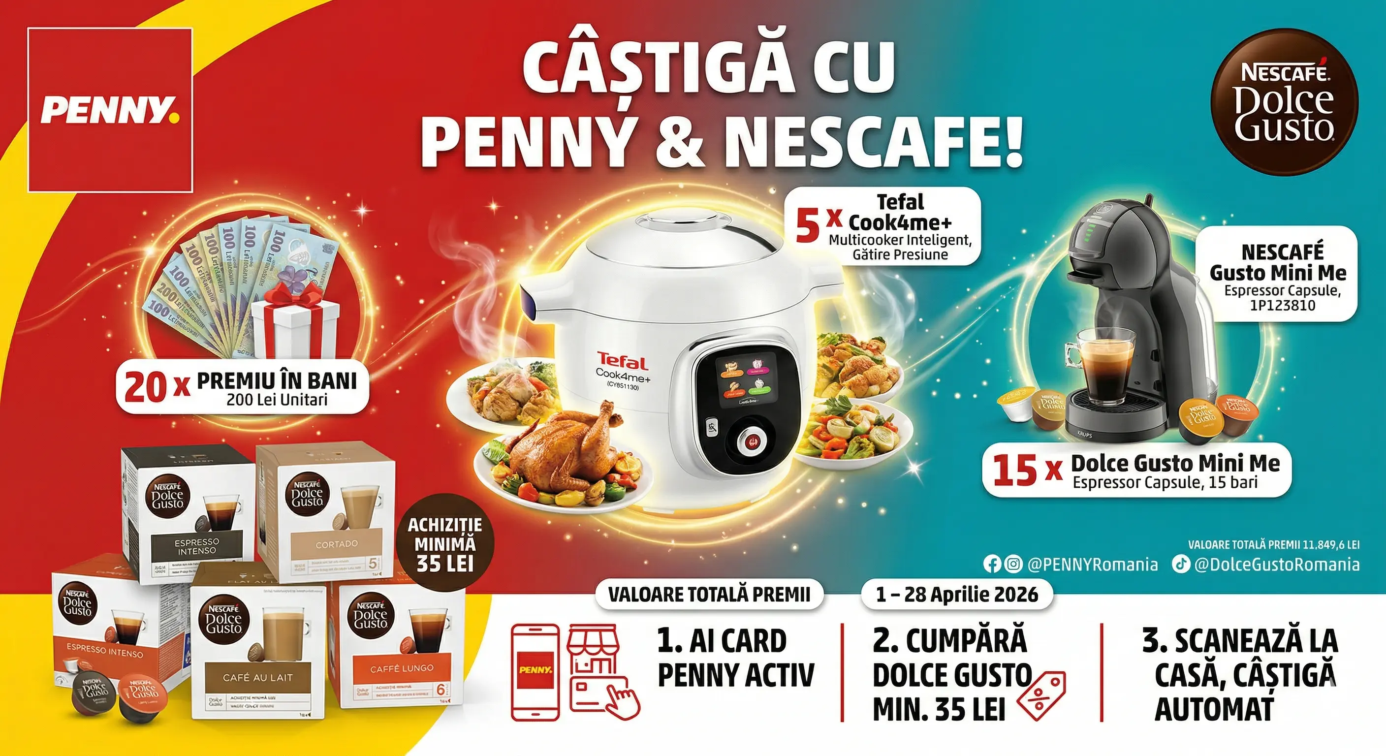 Concurs – NESCAFE Dolce Gusto de min. 35 lei de la Penny – Câștigă premii până pe 28 aprilie...