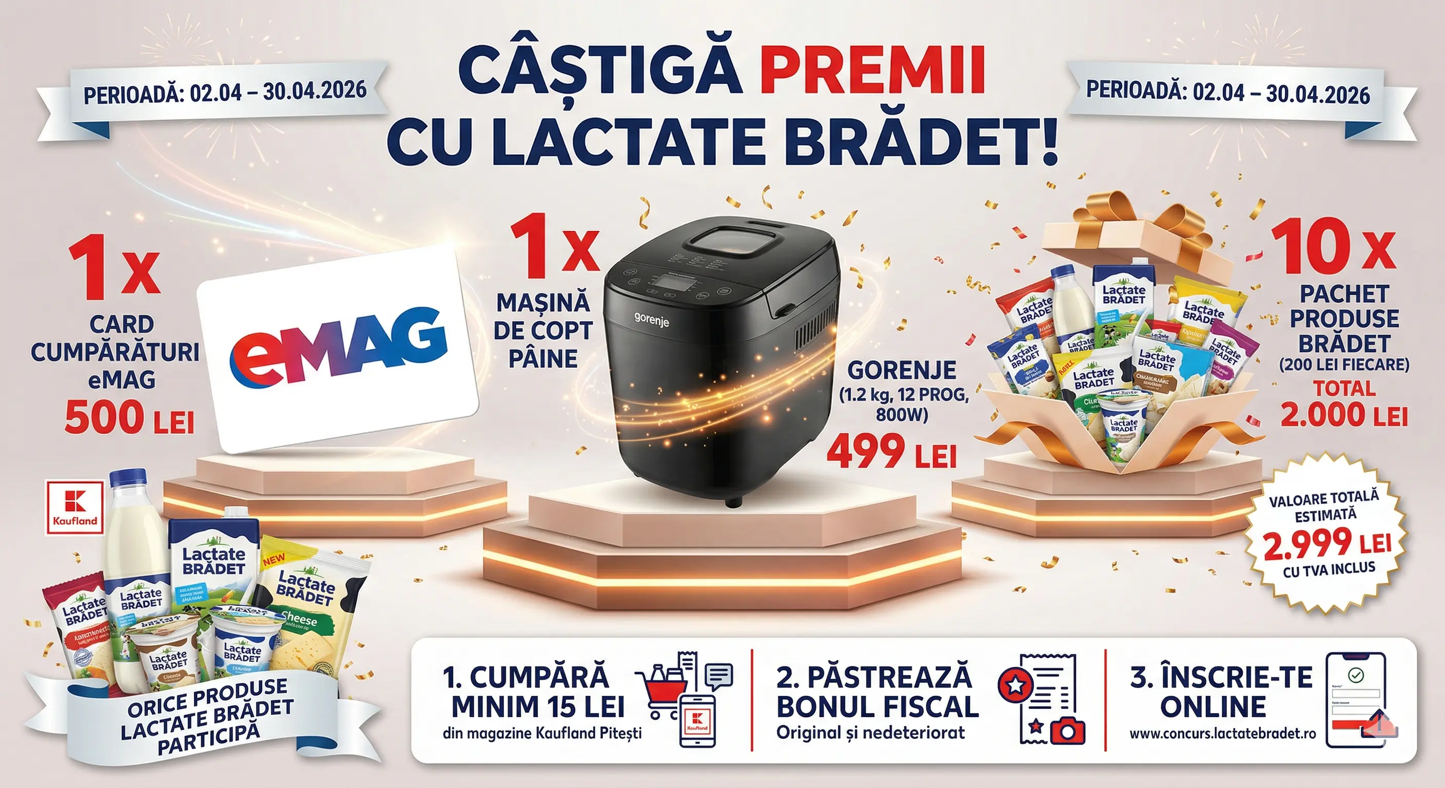 Concurs Brădet: Cumpără de 15 lei și câștigă voucher eMAG 500 lei (până pe 30 Apr) - Concursier