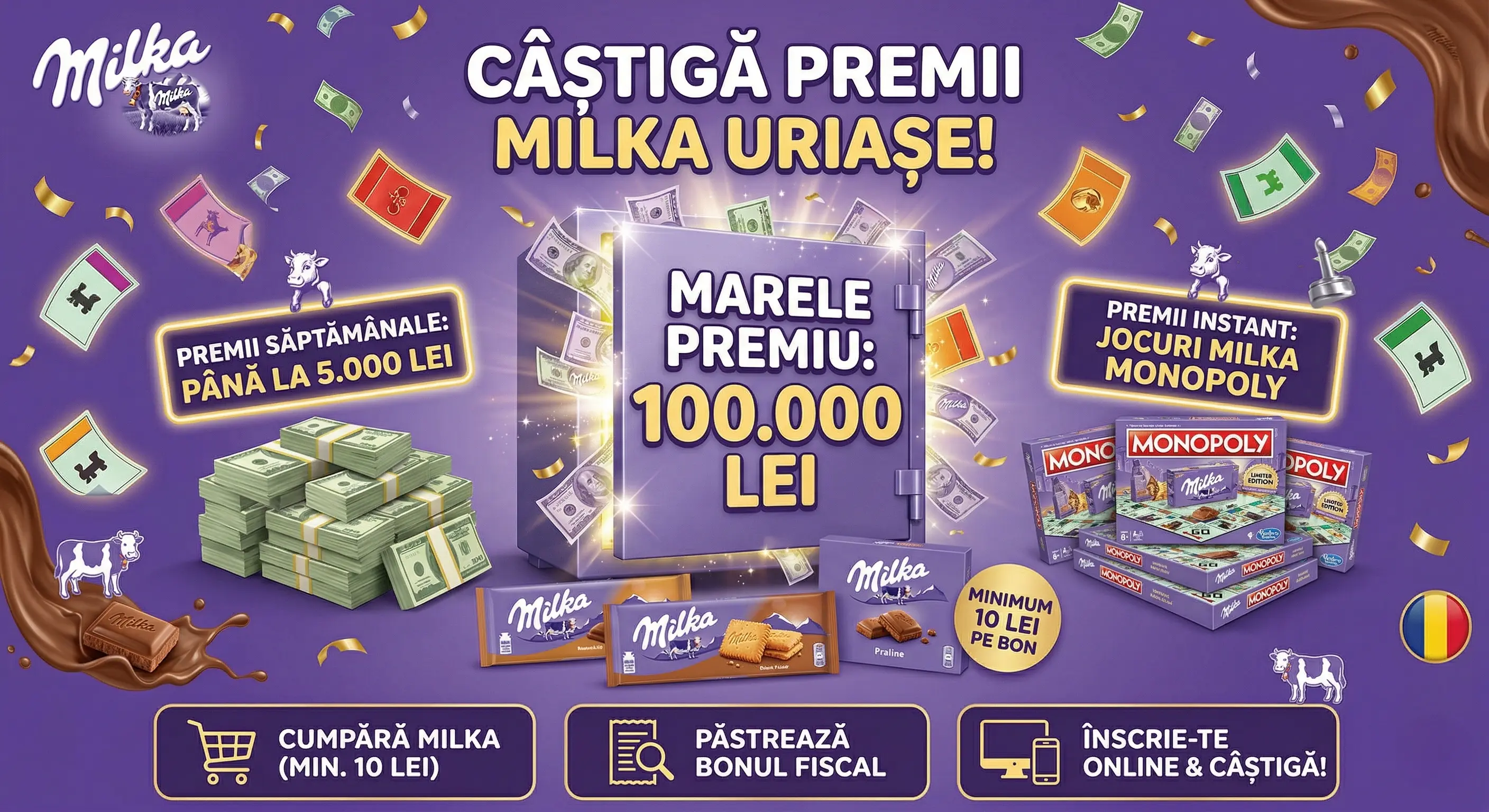 Concurs Milka: 100.000 Lei! Cumpără de 10 lei (până pe 31 Mai) - Concursier