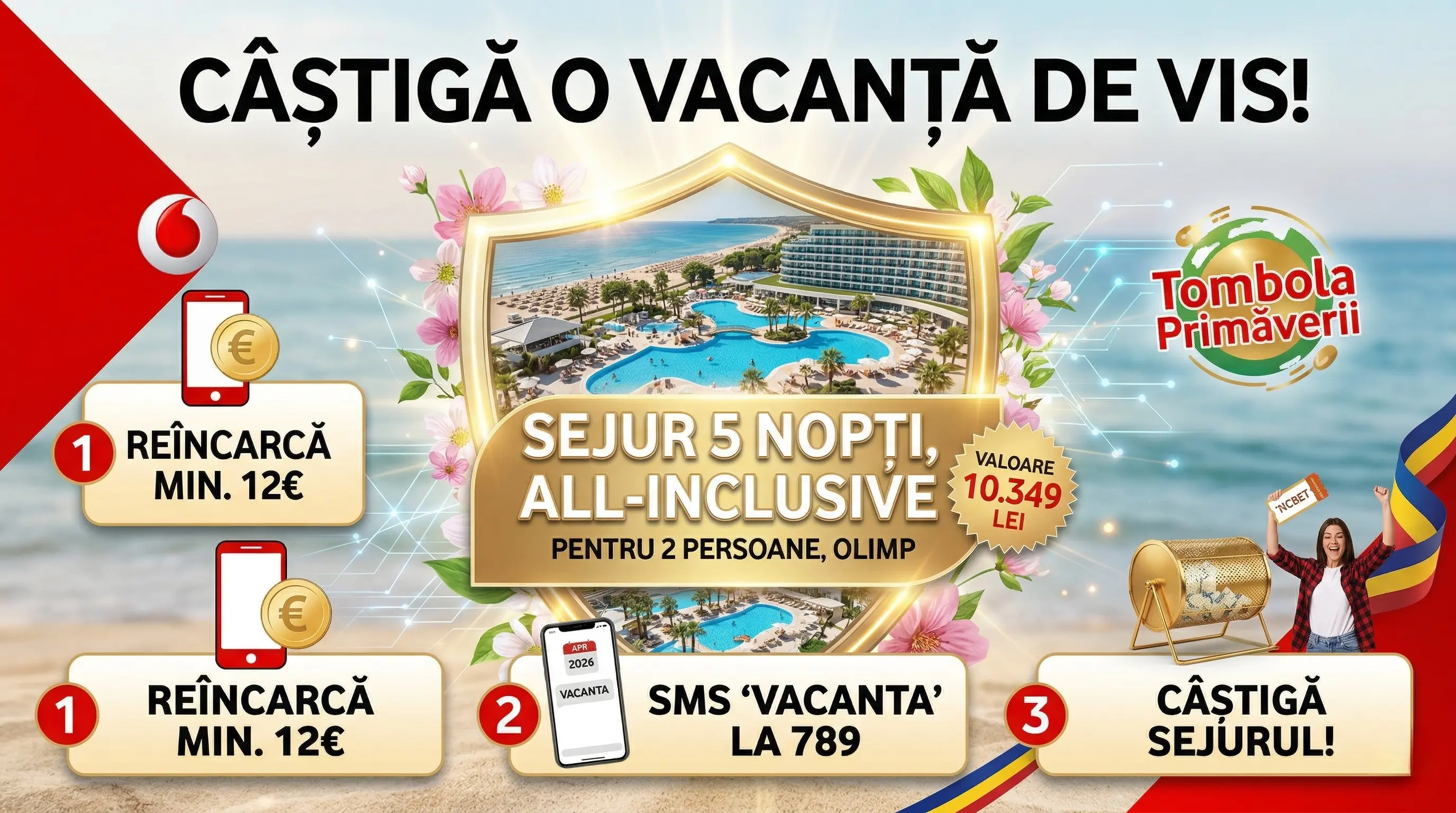 Concurs Vodafone: Reîncarcă și Câștigă un Sejur Olimp (până pe 20 Mai) - Concursier