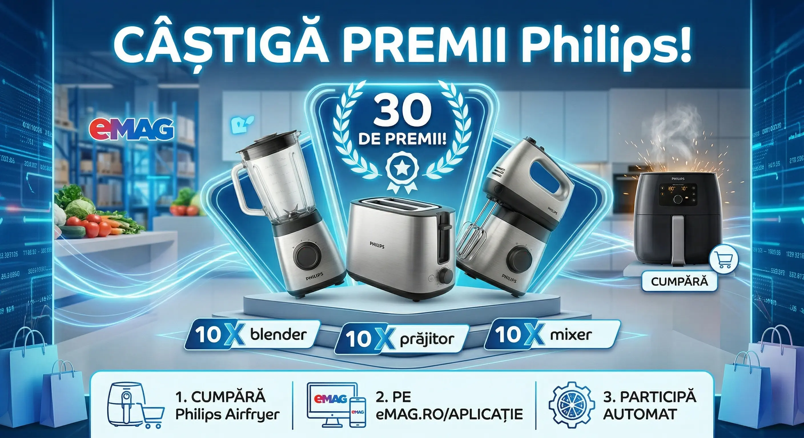 Concurs eMAG Philips: Câștigă un Blender, Toaster sau Mixer (până pe 12 Apr) - Concursier