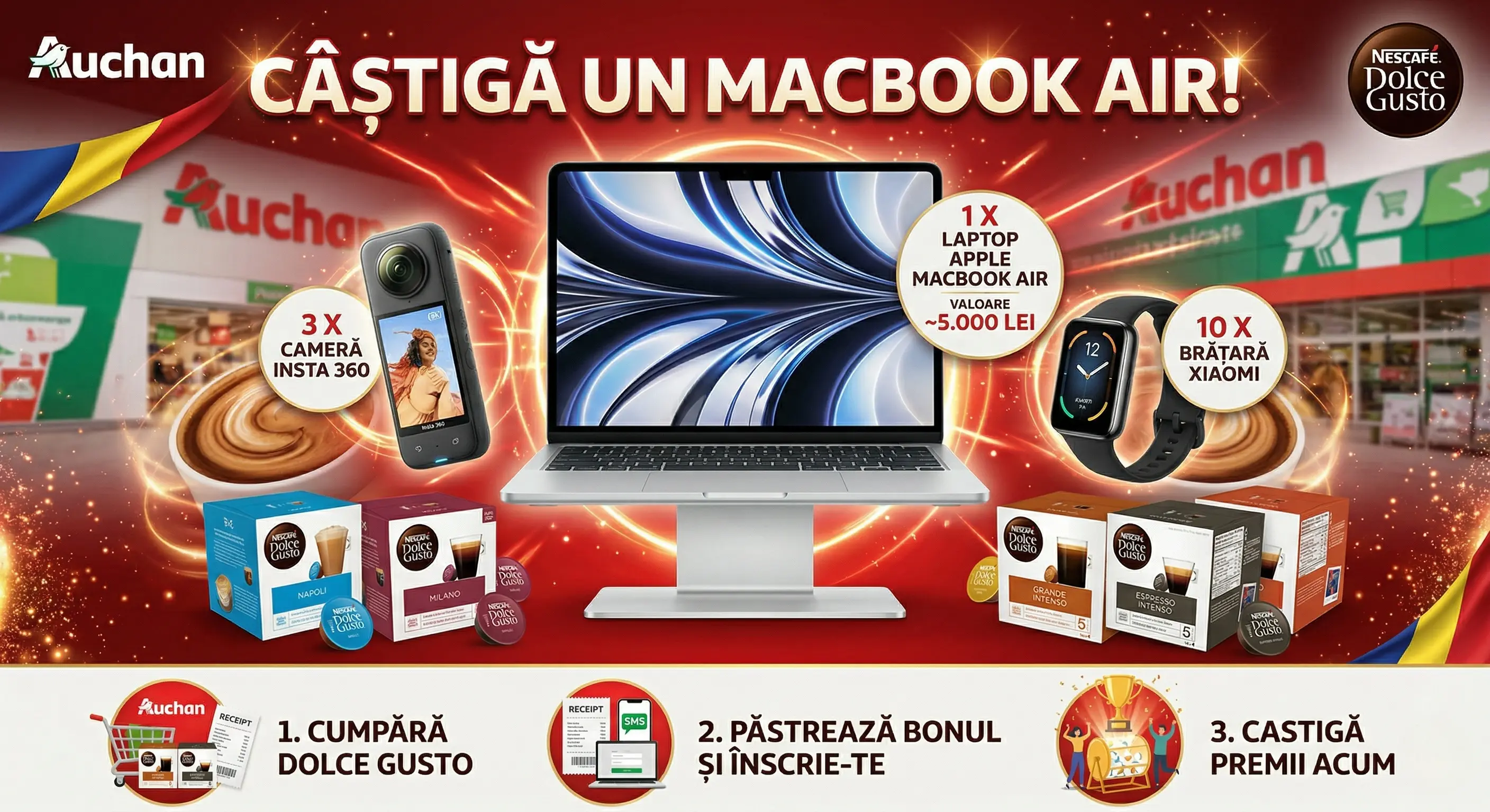 Concurs NESCAFE Dolce Gusto la Auchan! Câștigă un MacBook Air (până pe 5 Mai) - Concursier