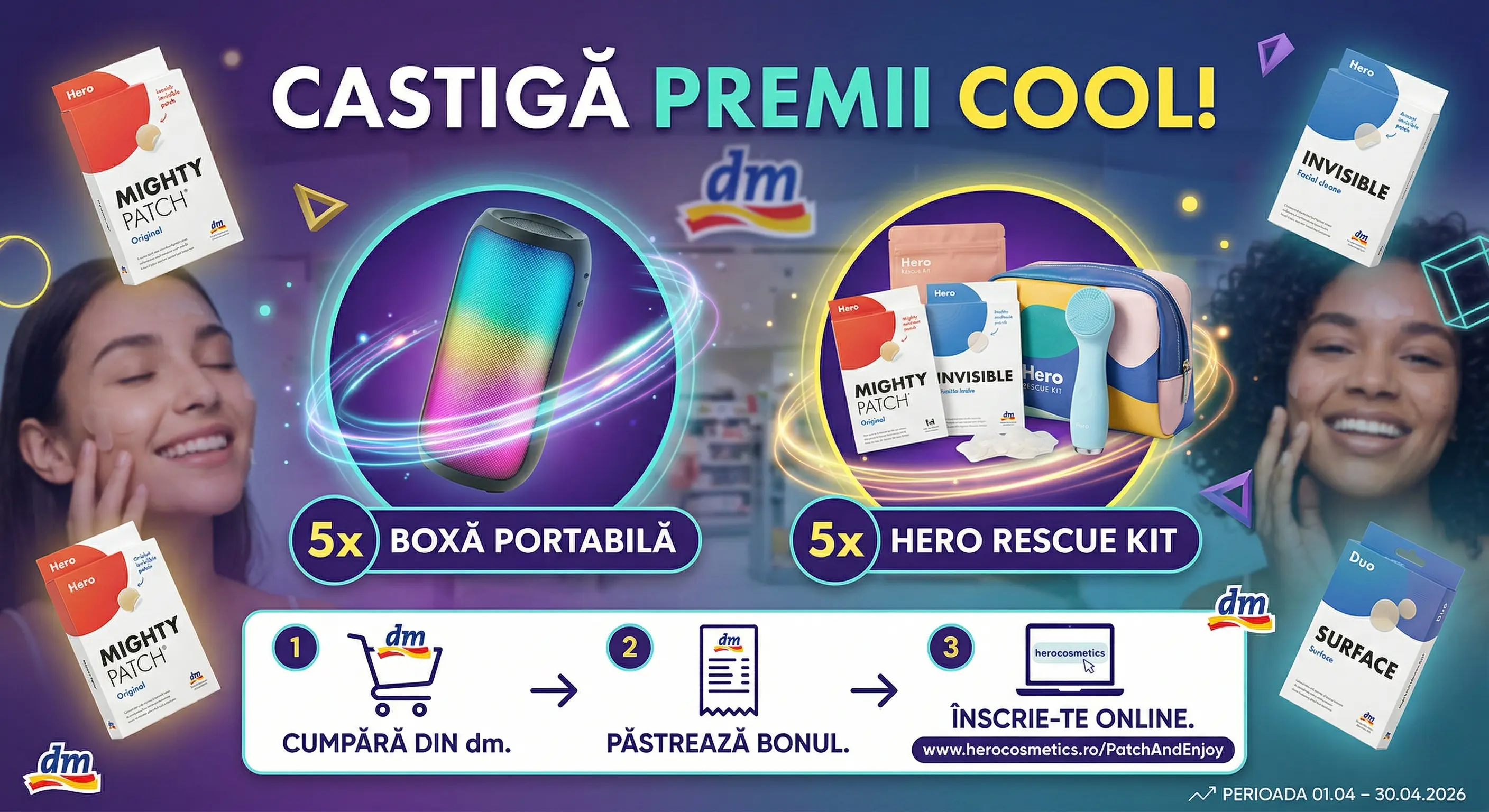 Concurs Hero Mighty Patch la DM: Câștigă Boxă Portabilă! (până pe 30 Apr) - Concursier