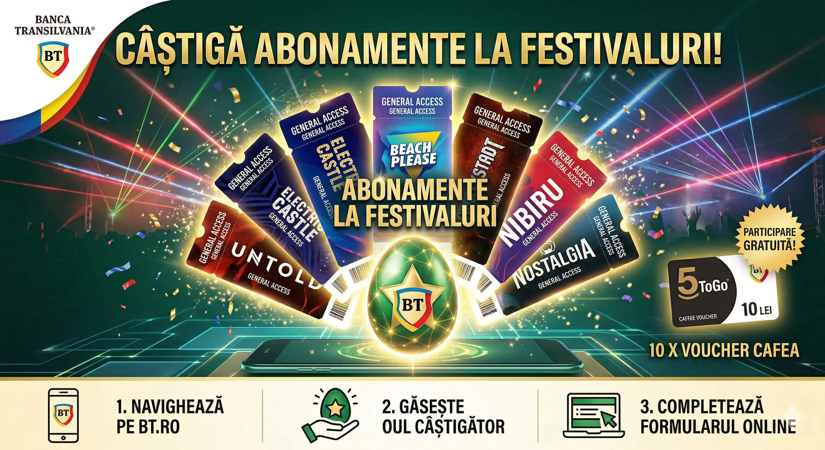 🥚 Vânează oul norocos pe site-ul BT și mergi la festival! ✨ - Concurs Gratuit | Concursier