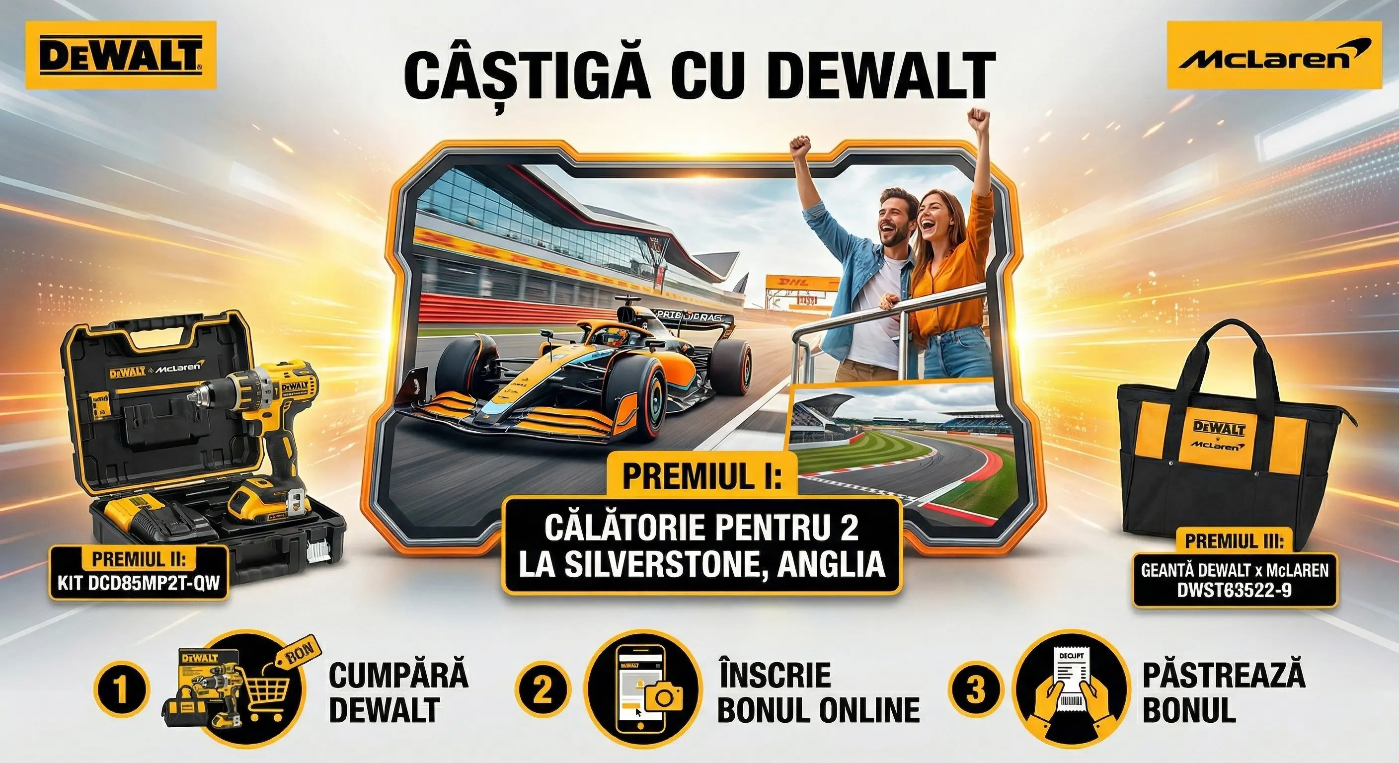 Concurs DeWalt: Câștigă o Experiență McLaren la Silverstone! (până 12 Iul) - Concursier