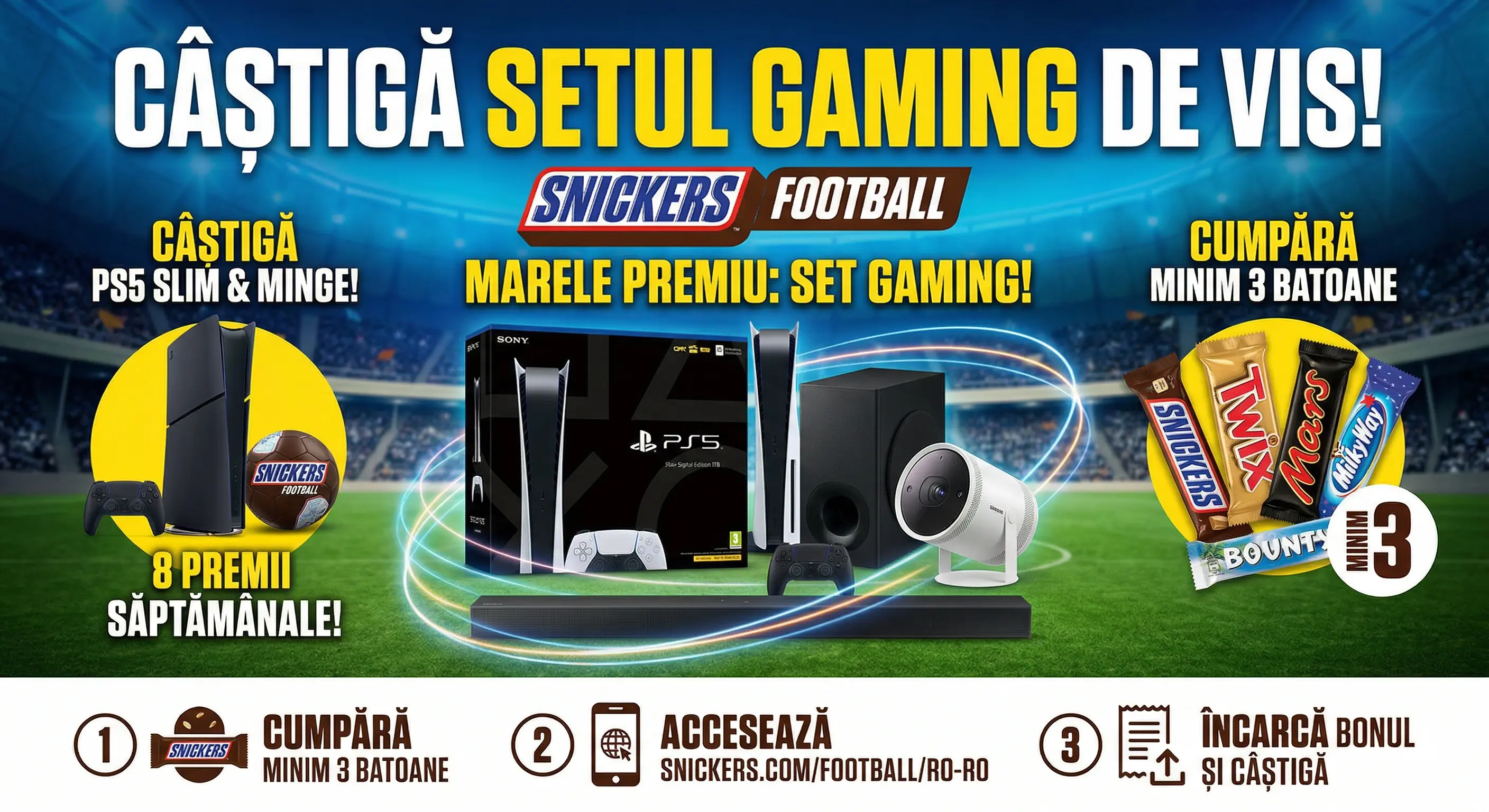 Concurs Snickers: Cumpără 3 batoane și poți câștiga PS5 + Gaming Set (până pe 31 Mai) - Conc...