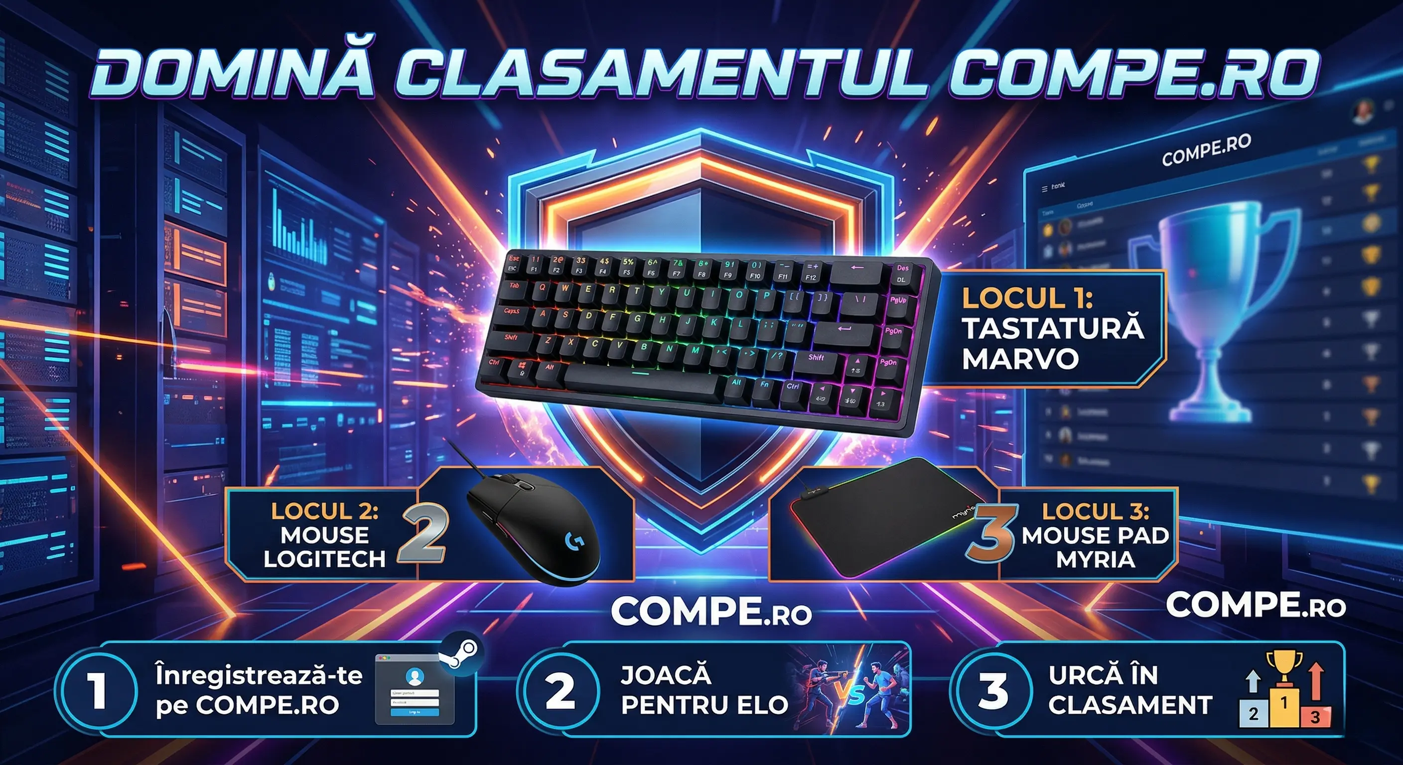 🎮 Domini serverele COMPE.RO și câștigi echipament de pro! ✨ - Concurs Gratuit | Concursier