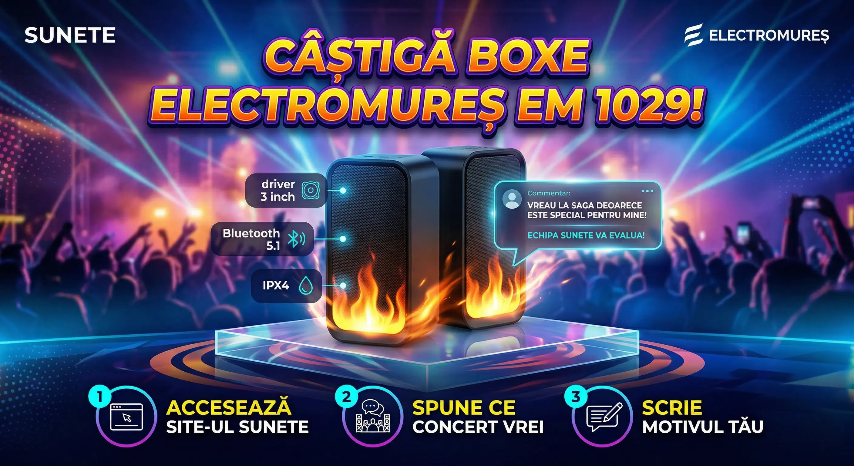 🎶 Câștigă boxe Bluetooth Electromureș cu Sunete! ✨ - Concurs Gratuit | Concursier