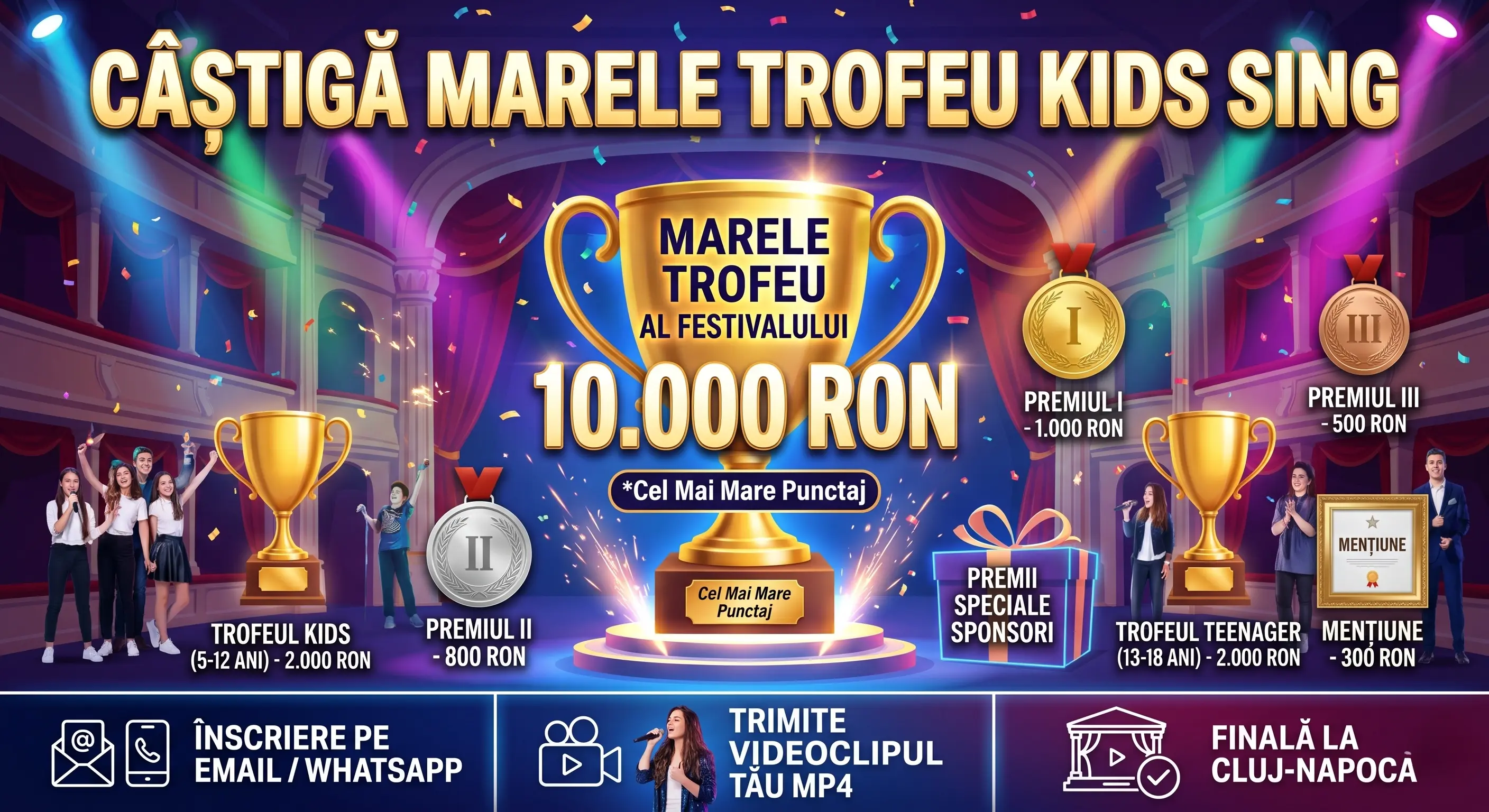 🎤 Câștigă Marele Trofeu KIDS SING în valoare de 10.000 RON! ✨ - Concurs Gratuit | Concursier