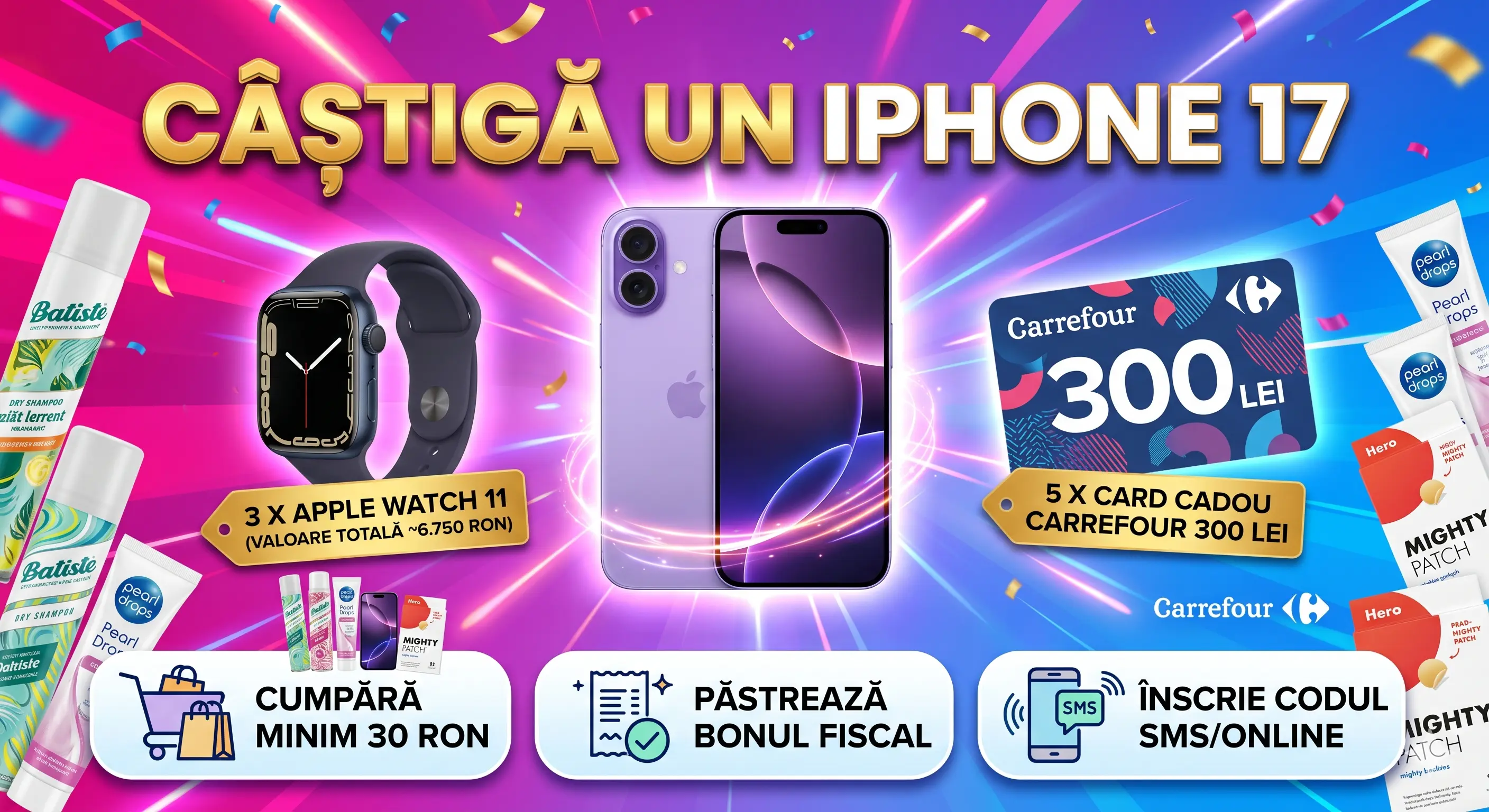 Concurs Batiste Carrefour: Cumpără și poți câștiga iPhone 17 (până pe 28 Apr) - Concursier