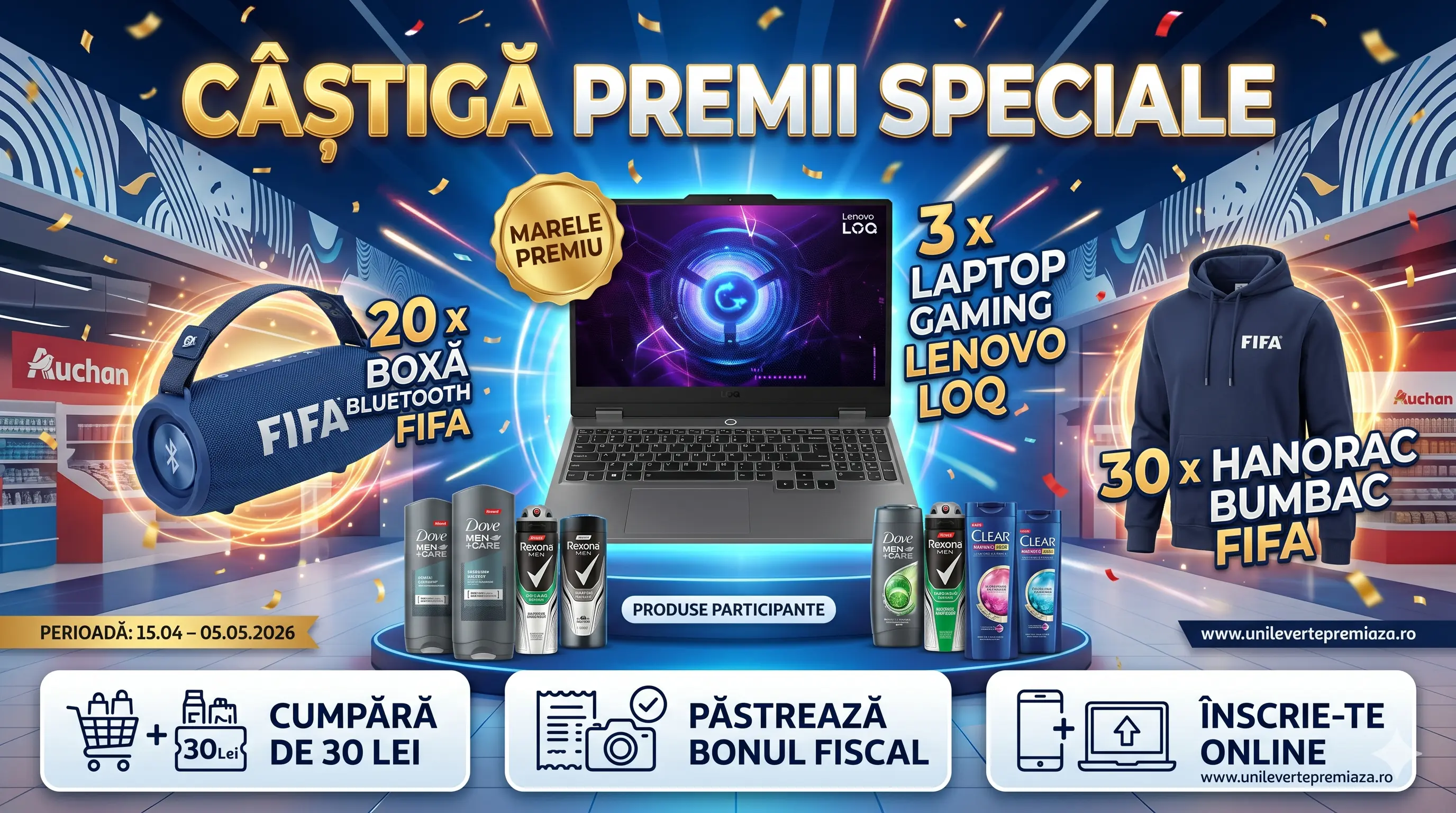Concurs Auchan Unilever: Cumpără și poți câștiga Laptop Gaming! (până pe 5 Mai)