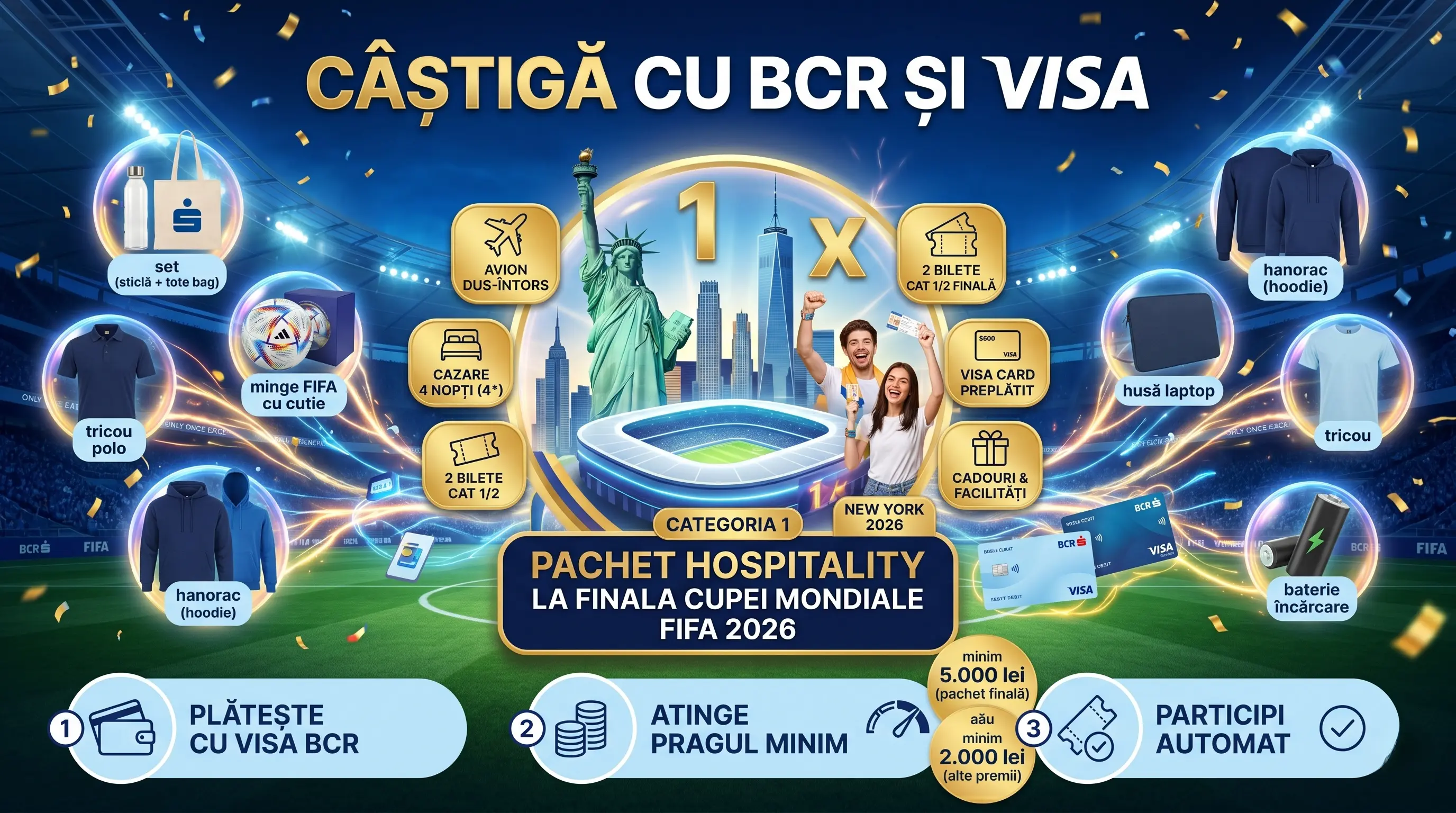 Concurs BCR: Pachet Finala Cupei Mondiale! Plătește cu Visa (până 31 Iul) - Concursier