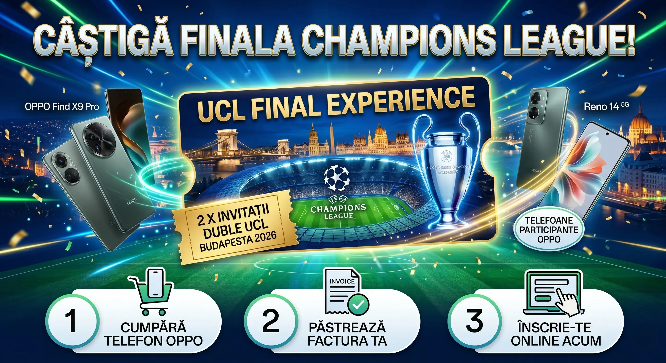 Concurs OPPO: Bilete Finale UCL! Cumpără un telefon (până pe 17 Mai) - Concursier