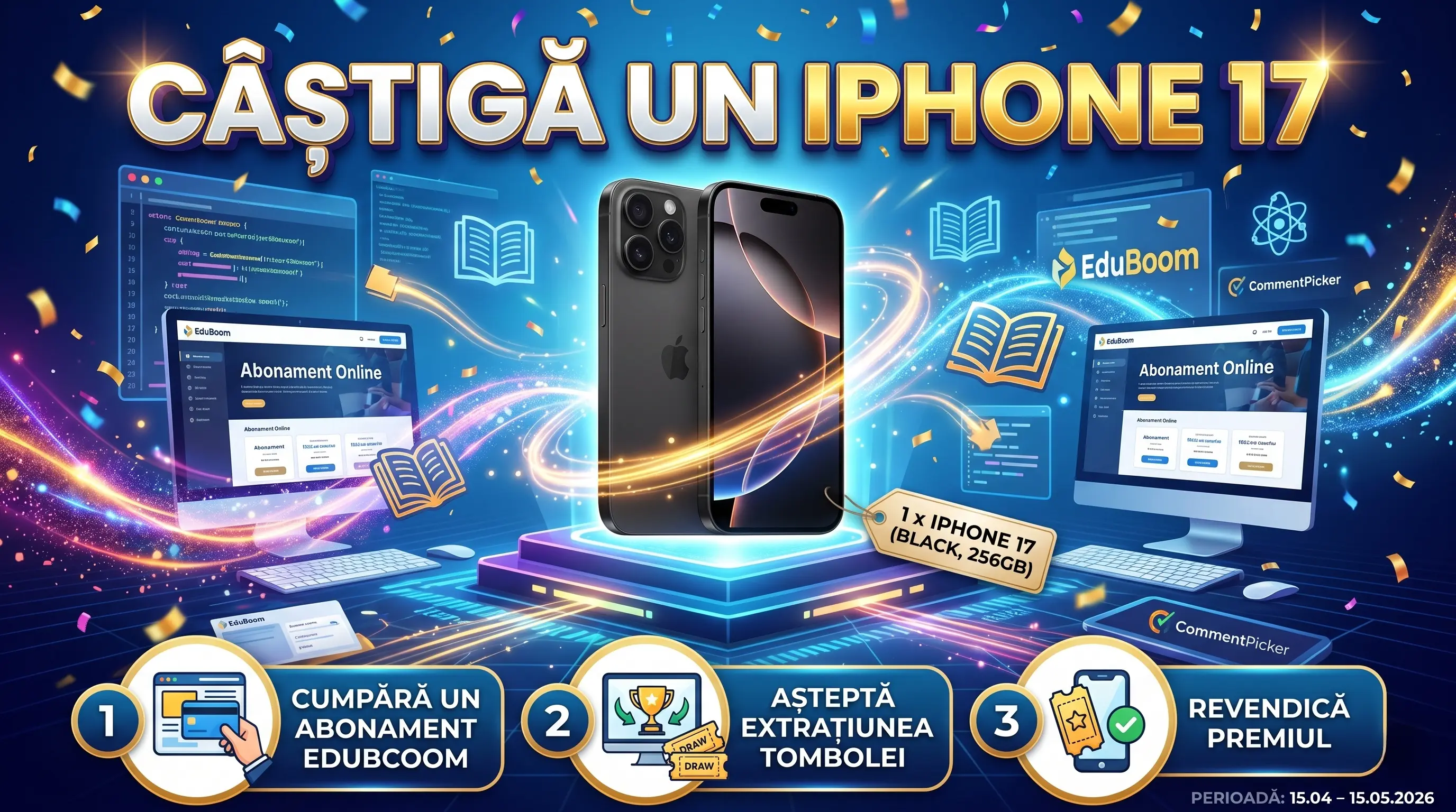 Concurs EduBoom: Ia abonament și poți câștiga un iPhone 17! (până pe 15 Mai) - Concursier