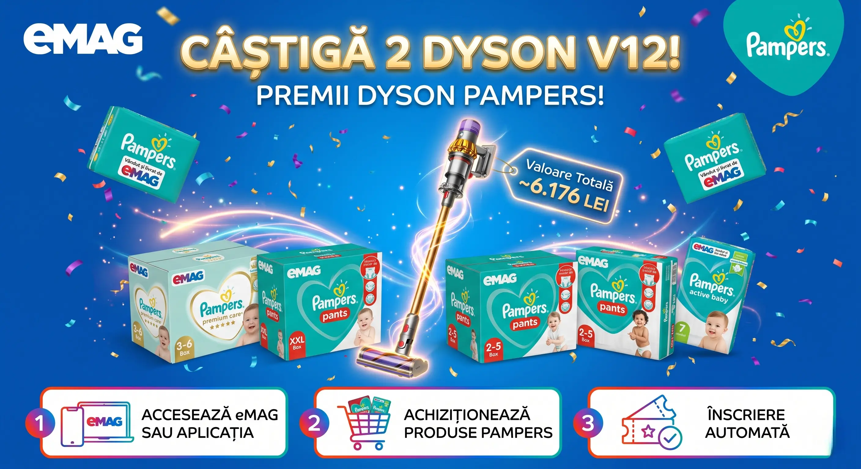Concurs Pampers la eMAG! Câștigă un Aspirator Dyson (până pe 23 Apr) - Concursier
