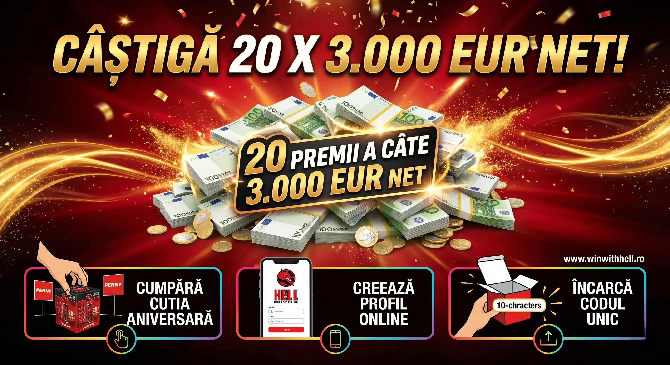 Concurs Penny HELL: Castiga 3.000 EUR! Cumpara si inscrie codul (pana pe 28 Iun) - Concursier