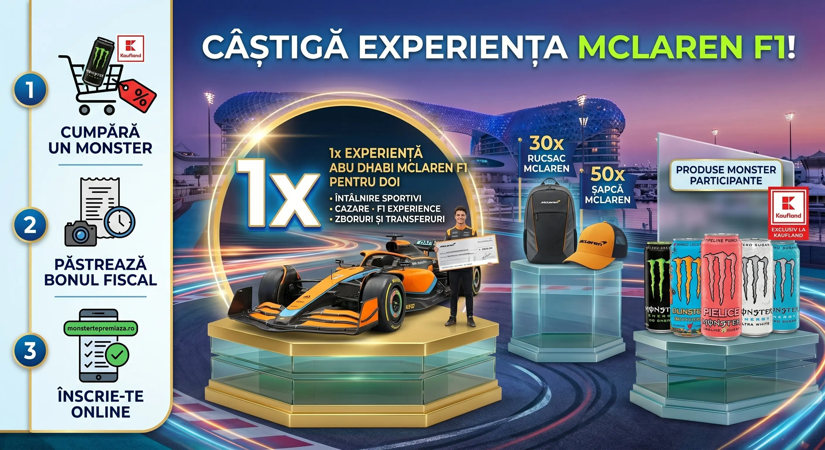 Concurs Monster Kaufland: Câștigă o cursă Abu Dhabi! (până pe 19 Mai) - Concursier