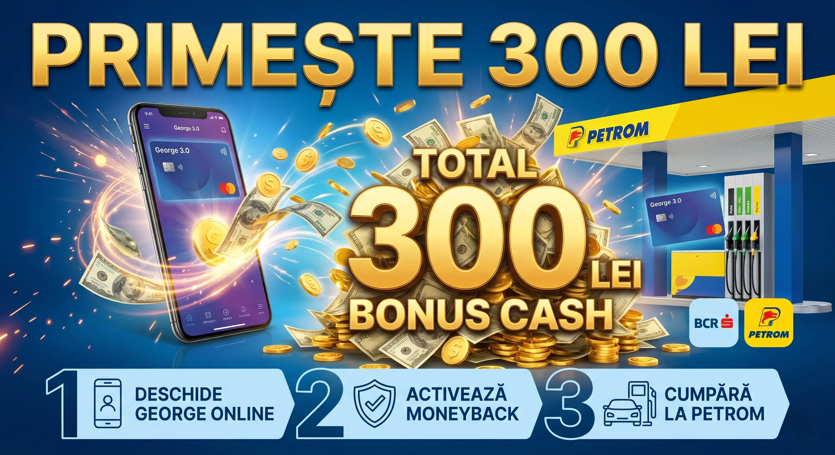 Ofertă George la BCR & Petrom: Câștigă 300 Lei! (până pe 16 Nov)